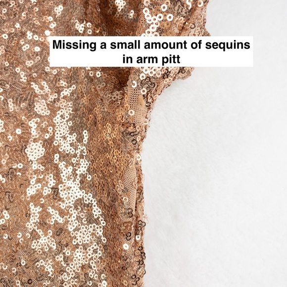 Fashion Nova Dress Small Rose Gold Sequin One Shoulder Midi Side Slit Sexy - Picture 13 of 15